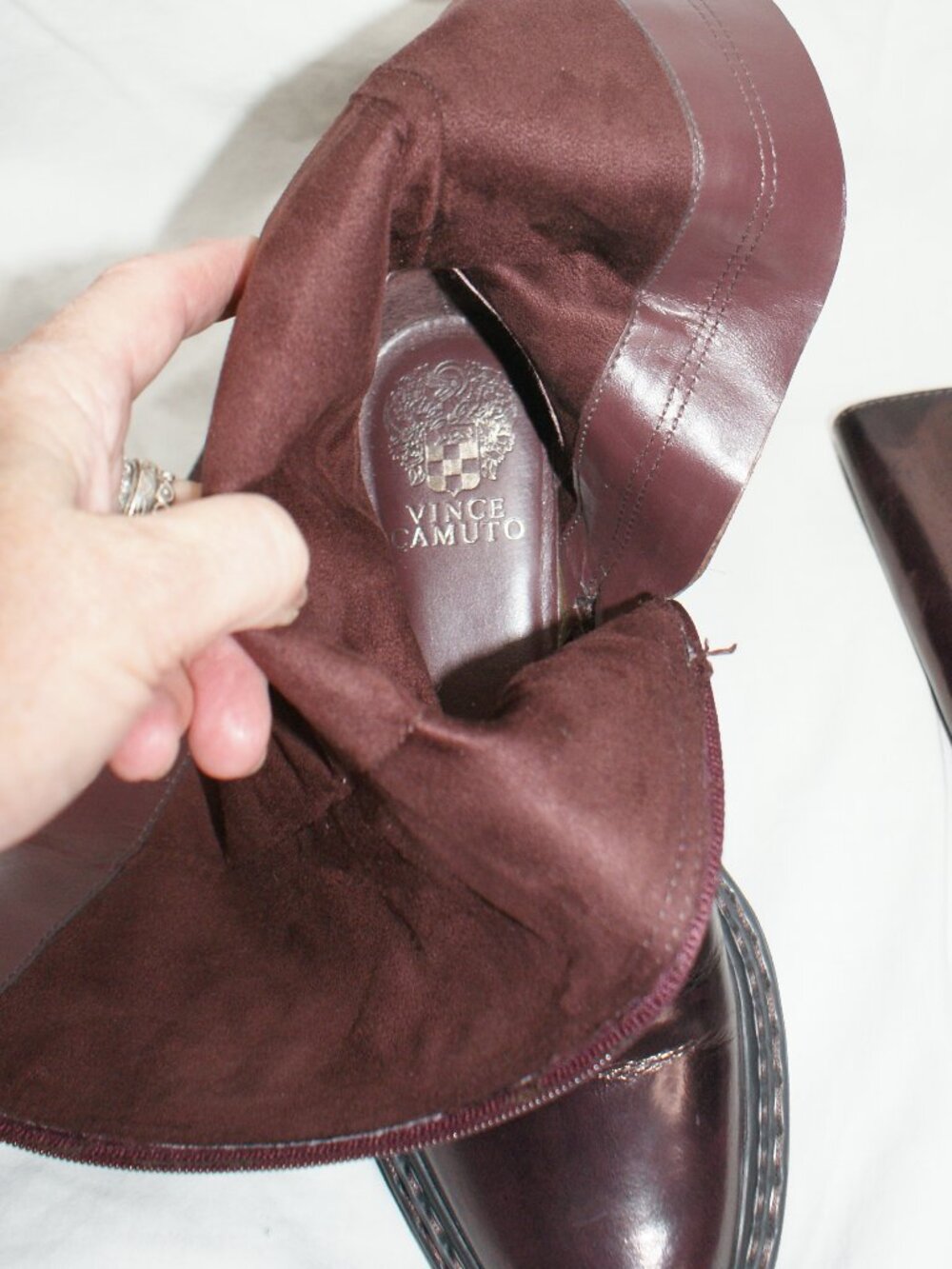 Vince Camuto Wine Leather Lug Sole Tall Boot - 8 - BRAND NEW - Picture 10 of 11